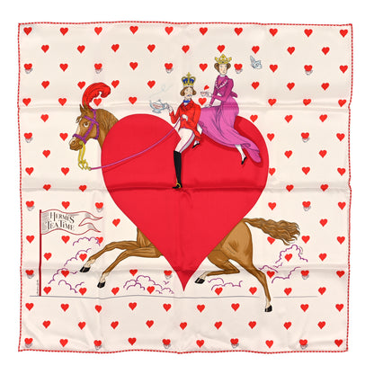 Hermes Silk Tea Time Scarf 70 White FRAMBOISE Rouge 1 of 4