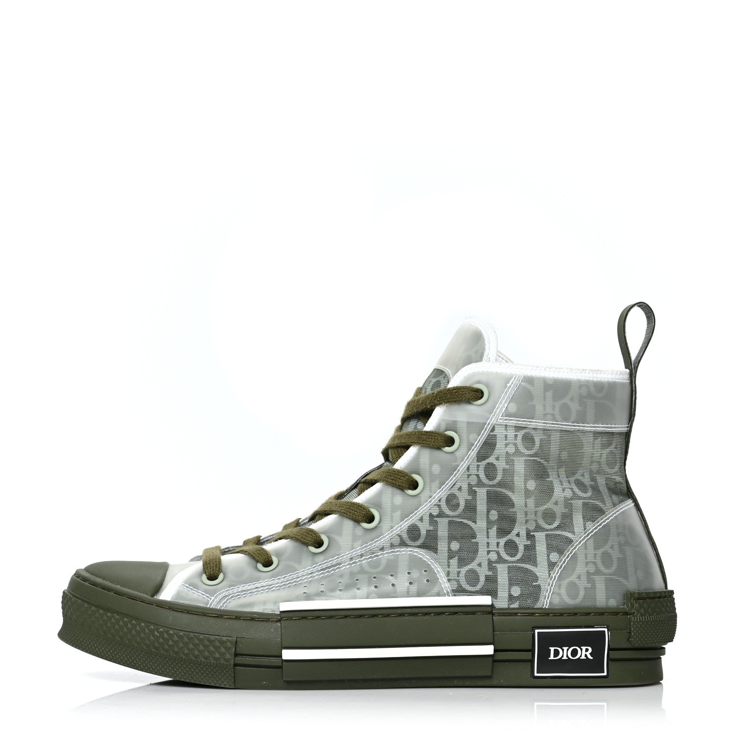 Christian Dior Technical Canvas Oblique Mens B23 High Top Sneakers 42 Olive 1 of 7