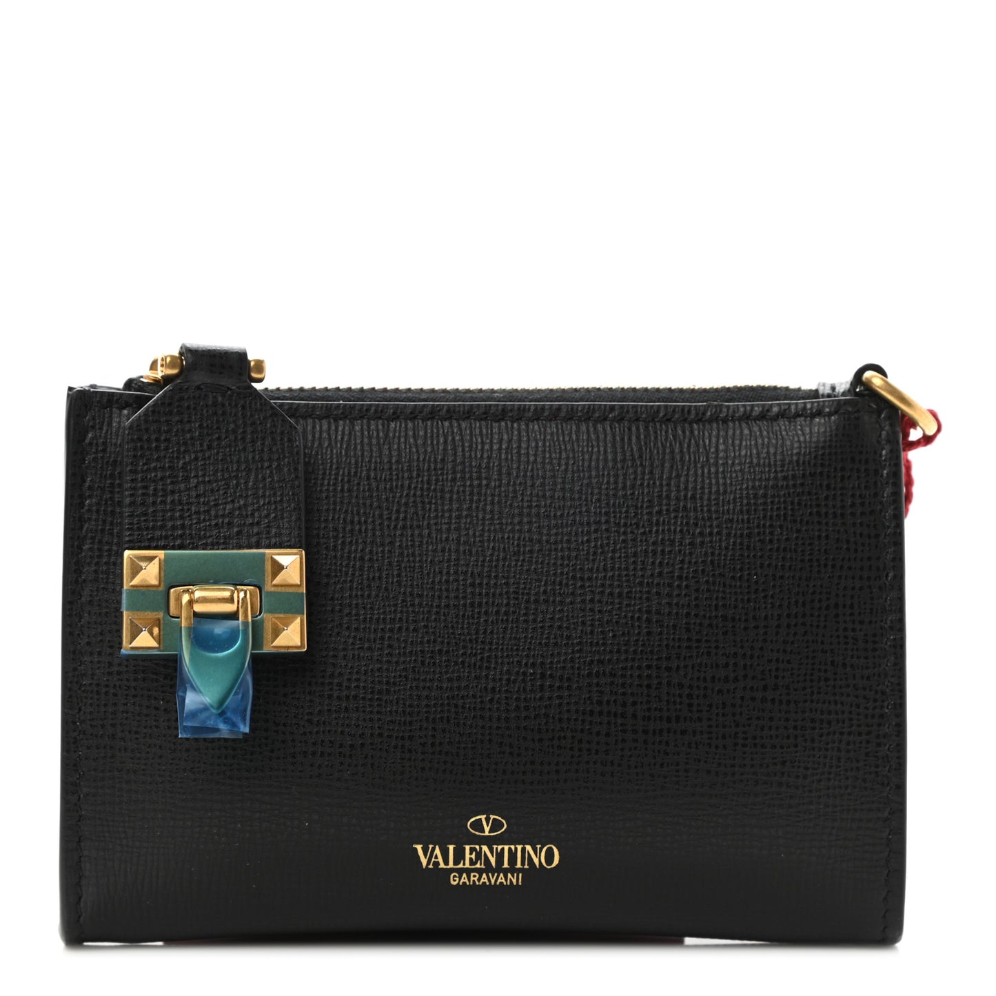 Grained Calfskin Flip Lock Coin Case Card Holder Black