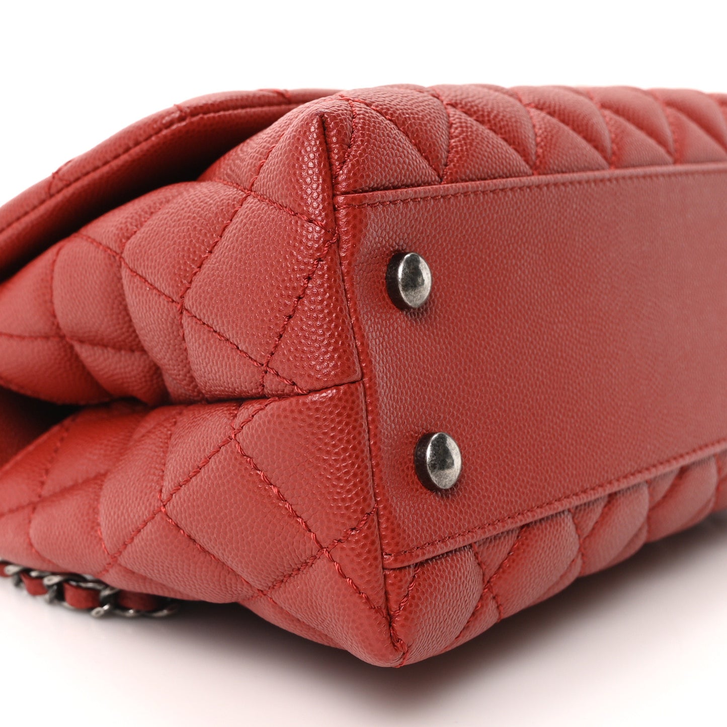 Caviar Quilted Mini Coco Handle Flap Red