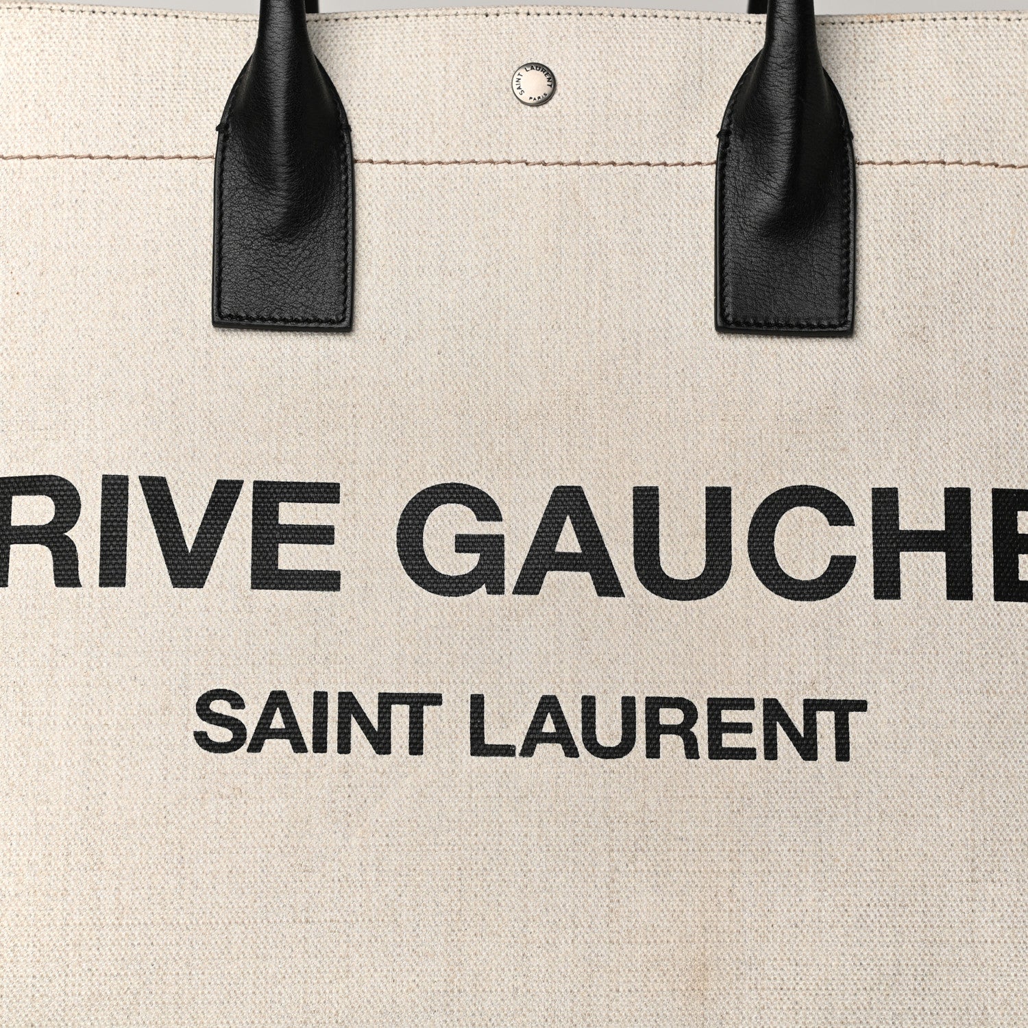 Saint Laurent Linen Calfskin Rive Gauche Tote Optic White 7 of 11