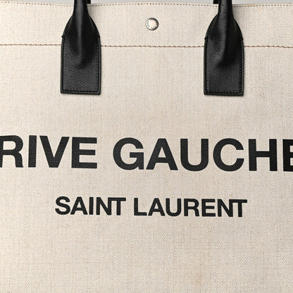 Saint Laurent Linen Calfskin Rive Gauche Tote Optic White 7 of 11