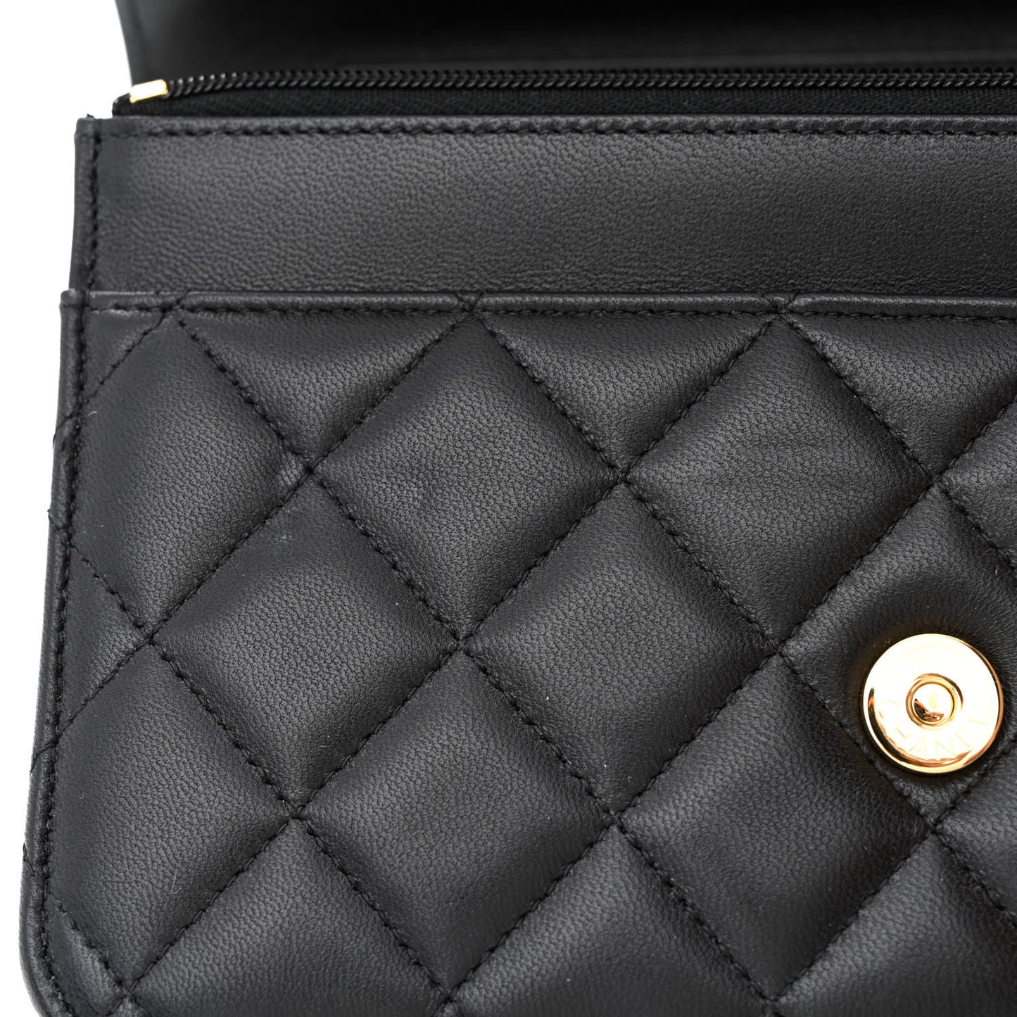Lambskin Quilted Enamel Coco Casino Wallet On Chain WOC Black