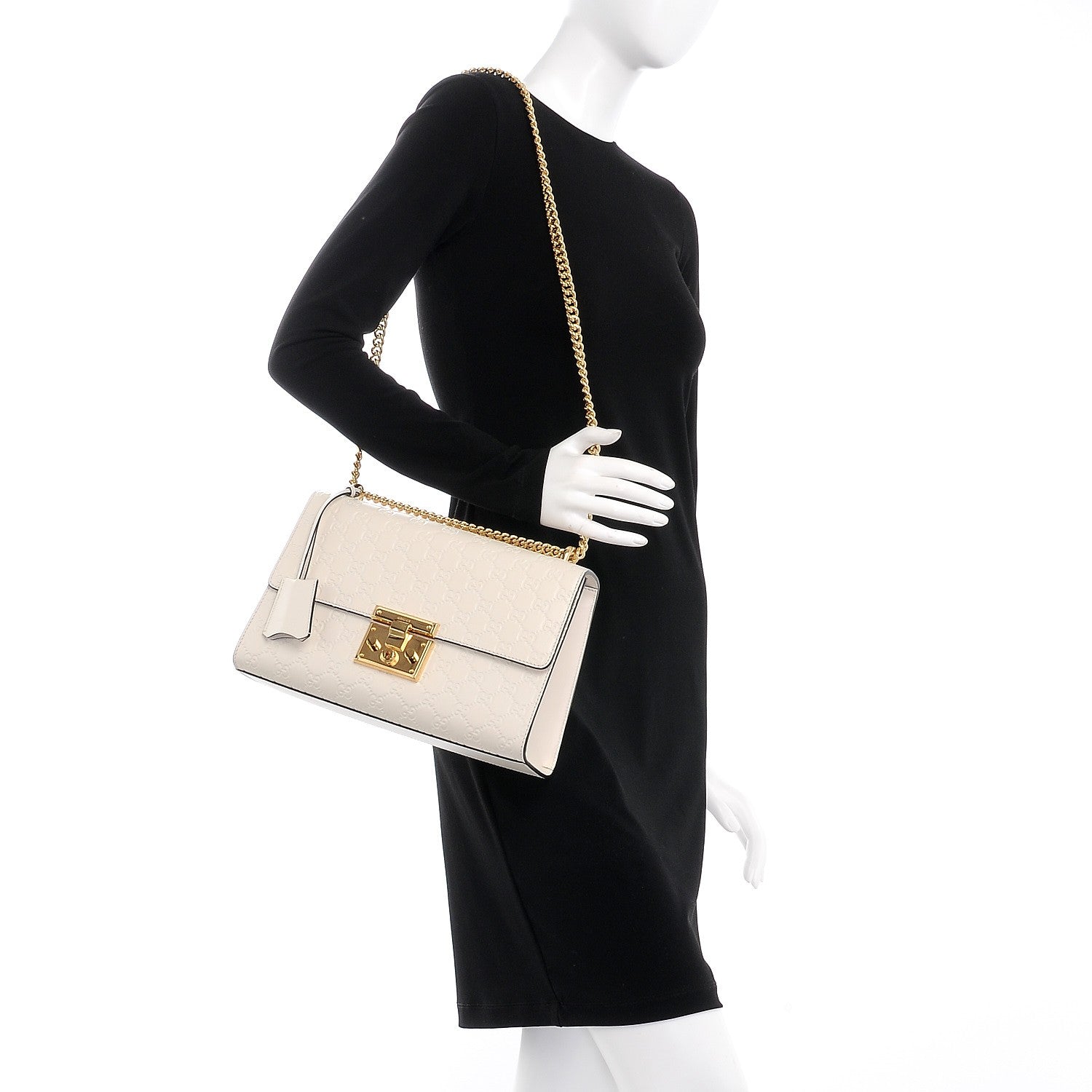 Gucci Guccissima Medium Padlock Shoulder Bag Mystic White 2 of 8