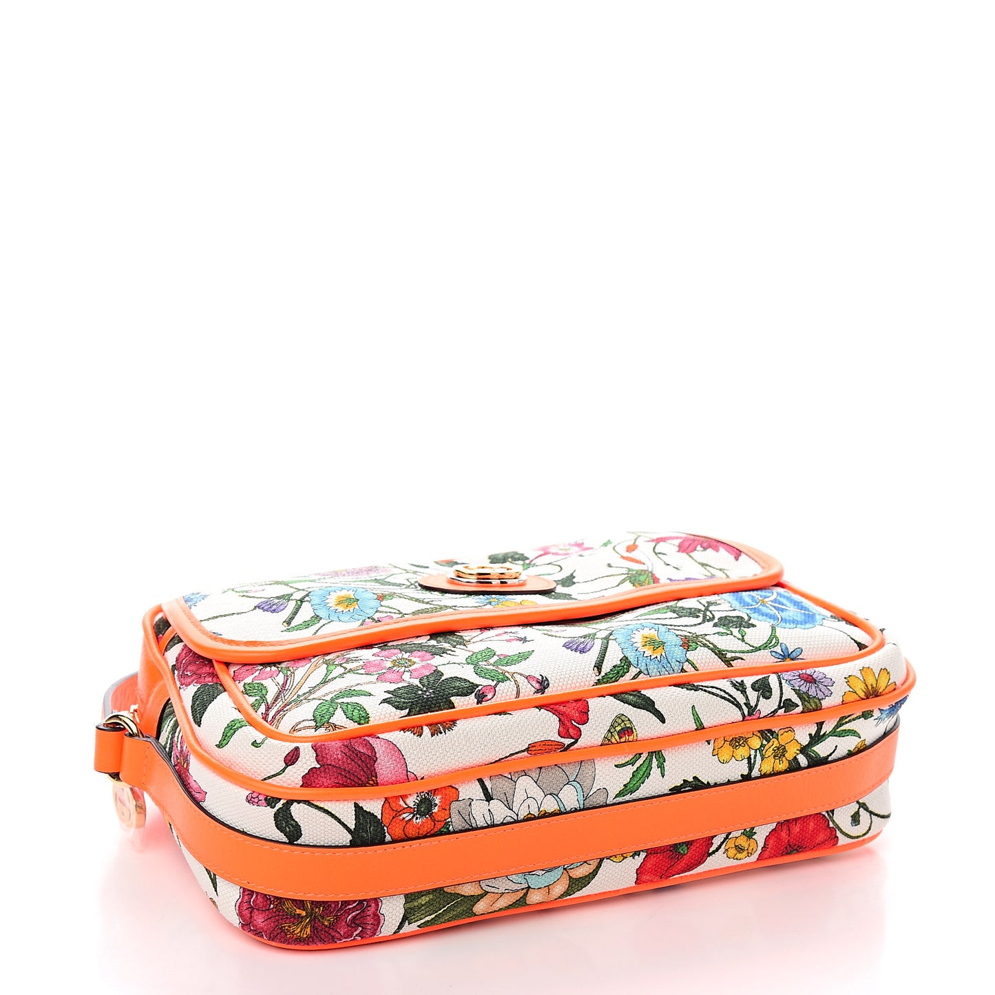 Canvas Flora Floral Shoulder Bag White Orange Fluo