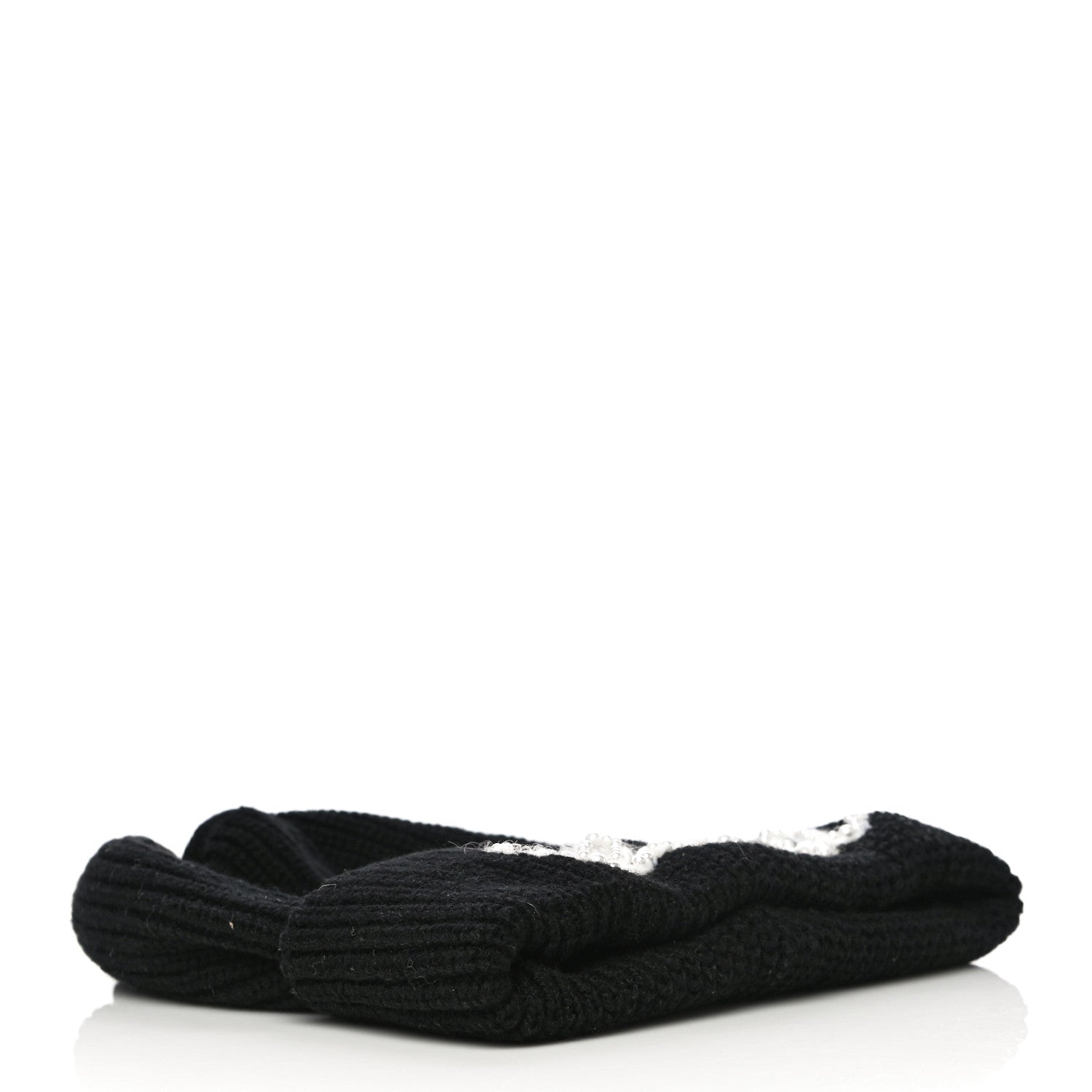 Chanel Cashmere Logo Beanie Hat Black White 3 of 7