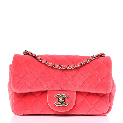 Chanel Velvet Quilted Mini Rectangular Pearl Crush Flap Coral 1 of 4
