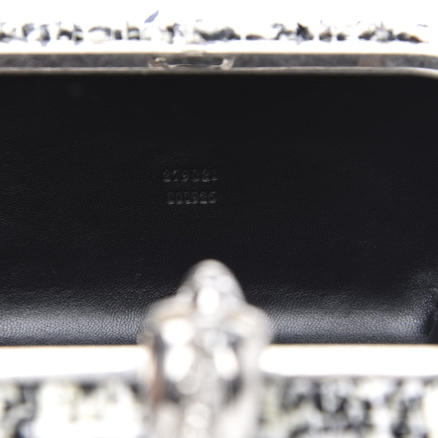 Tweed Calfskin Skull Box Clutch Black White