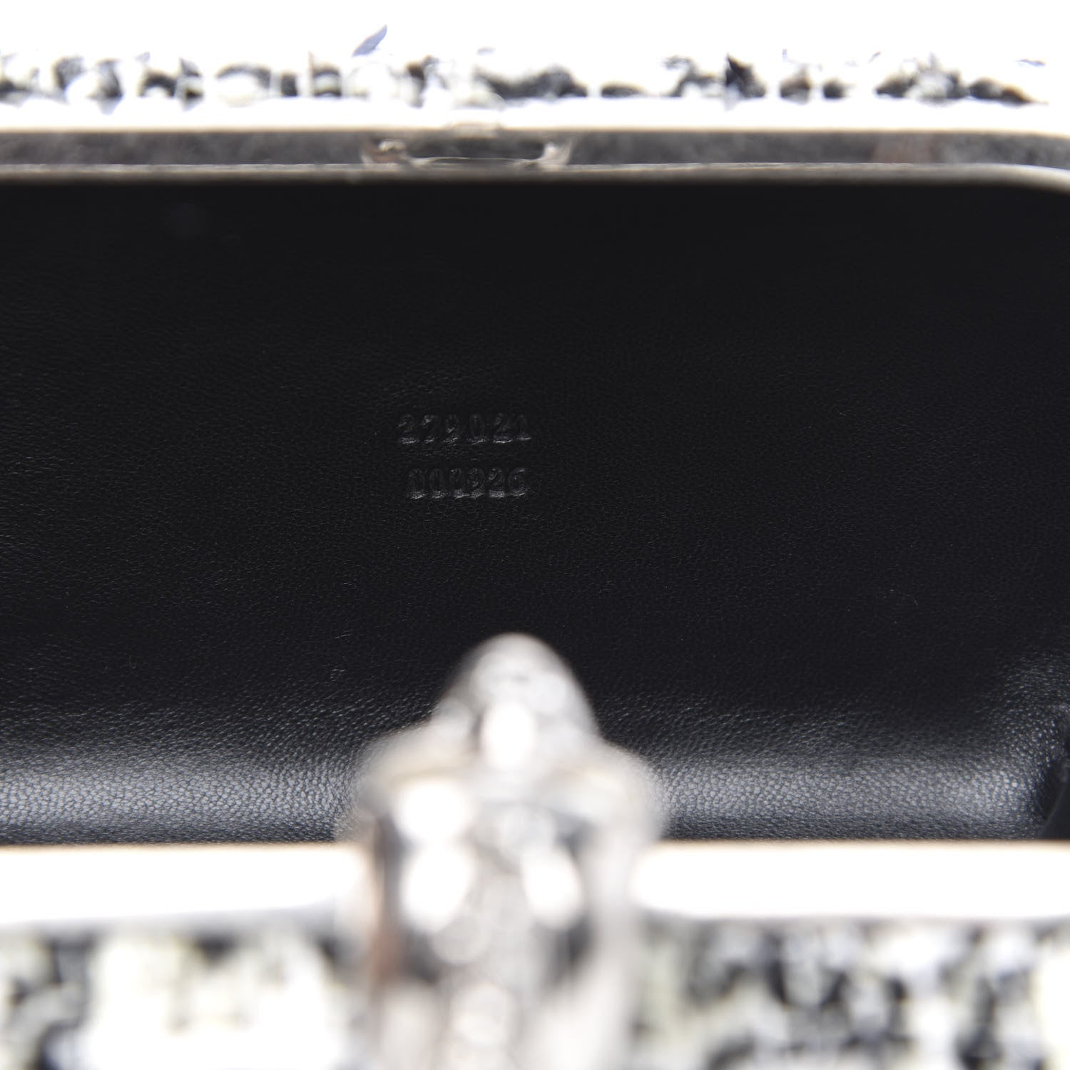 Alexander McQueen Tweed Calfskin Skull Box Clutch Black White 7 of 10
