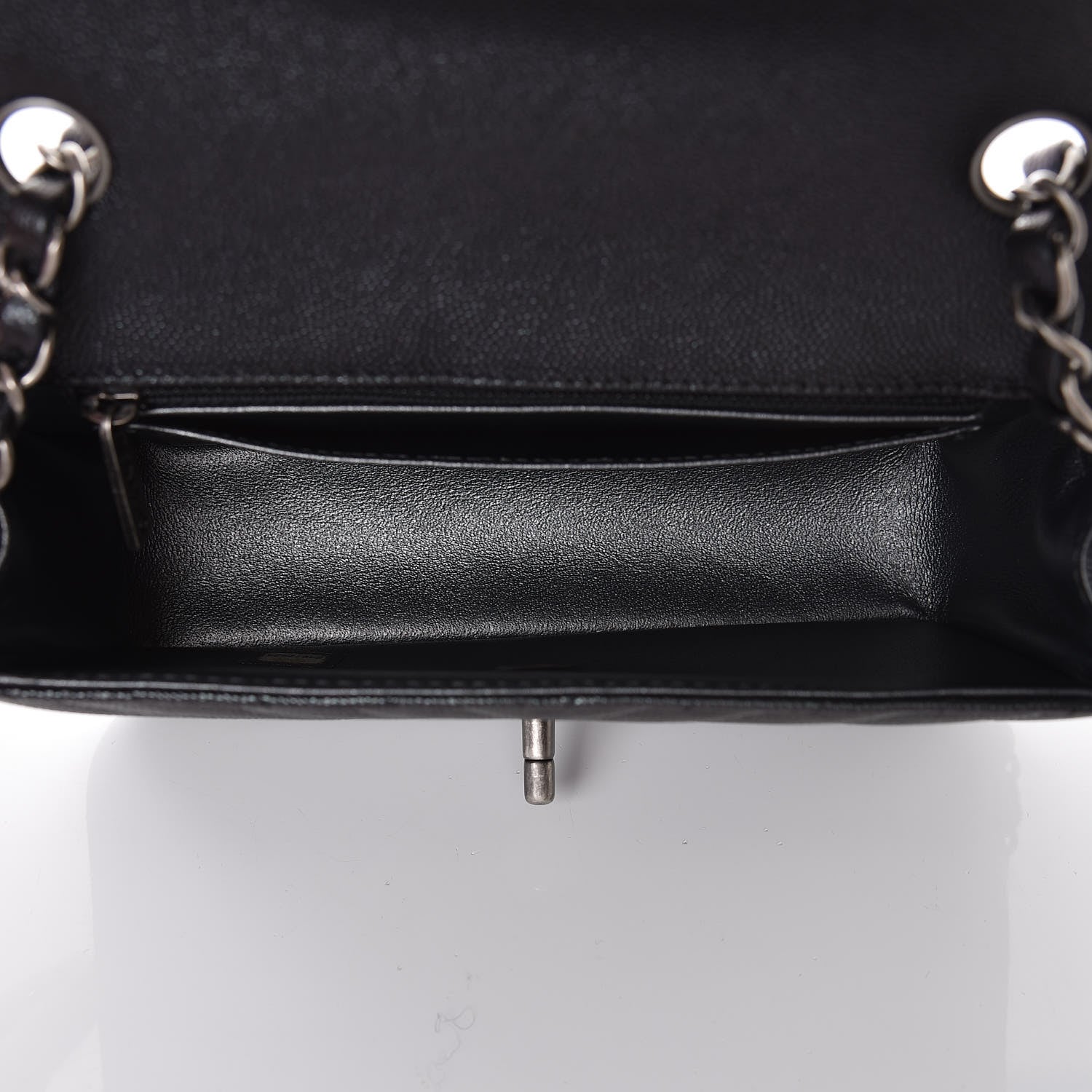 Chanel Metallic Caviar Chevron Quilted Mini Rectangular Flap Black 5 of 8