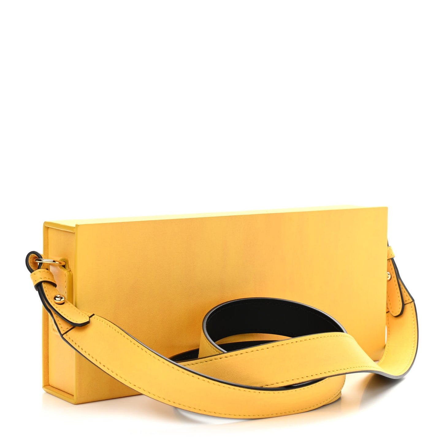 Vitello Fluffy Logo Horizontal Box Crossbody Bag Yellow Box Black