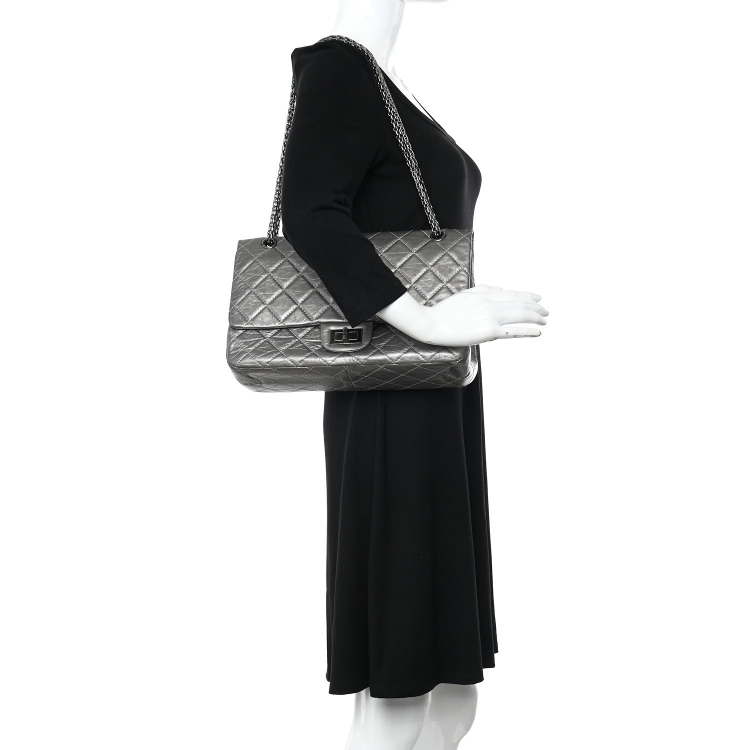 Chanel Metallic Aged Calfskin Quilted 2.55 Reissue 227 Flap Grey 2 of 17