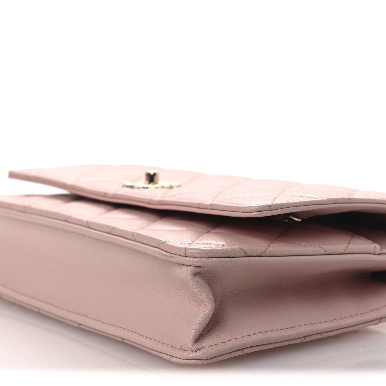 Chanel Lambskin Quilted Metal Enamel Flower Top Handle Wallet On Chain WOC Light Pink 11 of 13