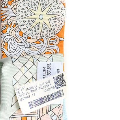 Hermes Silk De l'Ombrelle Aux Duels Twilly Ciel Rose Pale Orange 3 of 3
