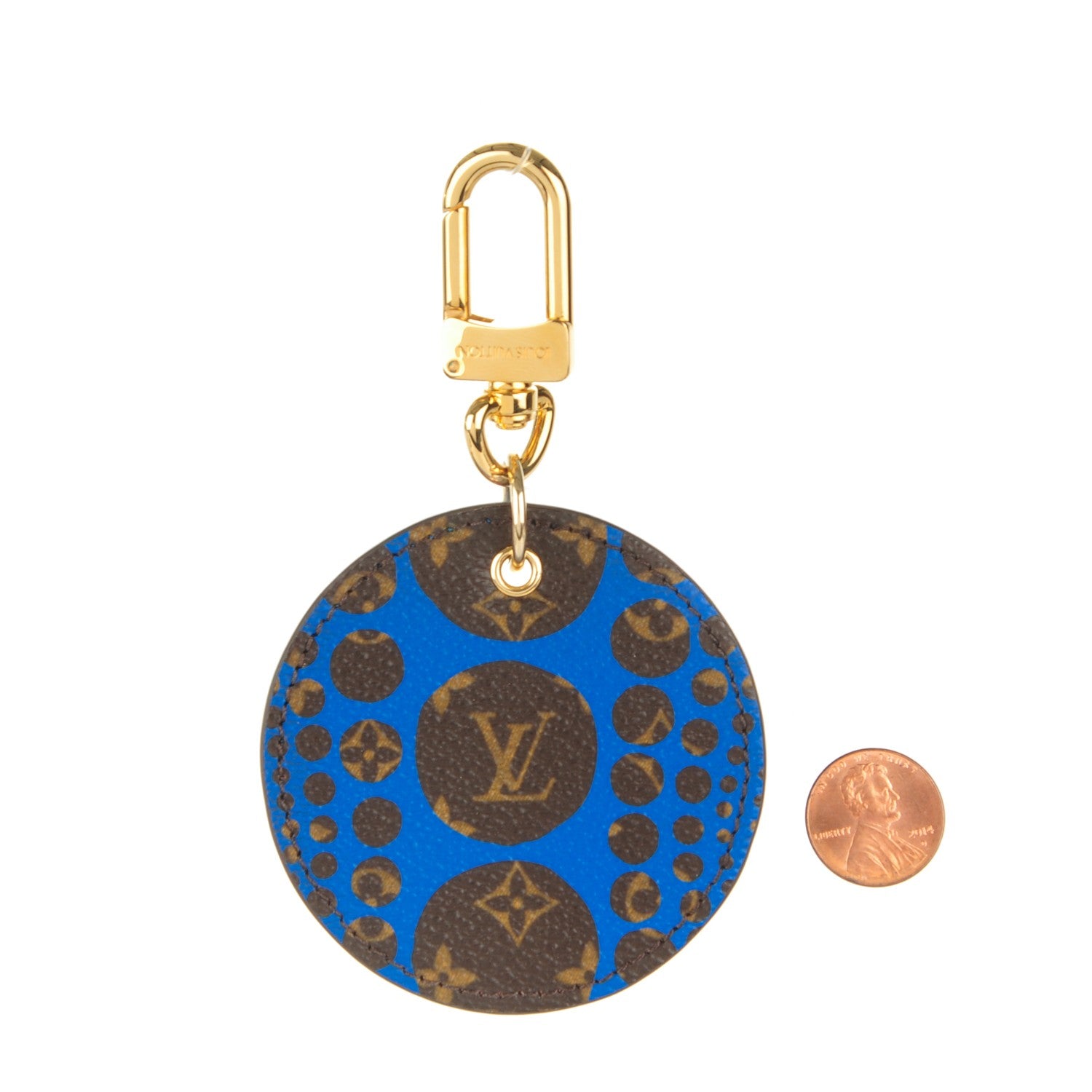 Louis Vuitton Monogram Kusama Pumpkin Dots Key Ring Blue 2 of 5