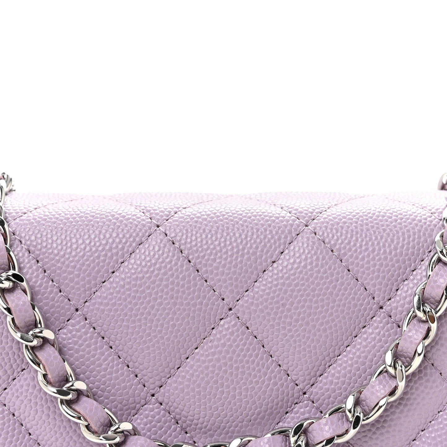 Caviar Quilted CC Logo Wallet on Chain WOC Purple