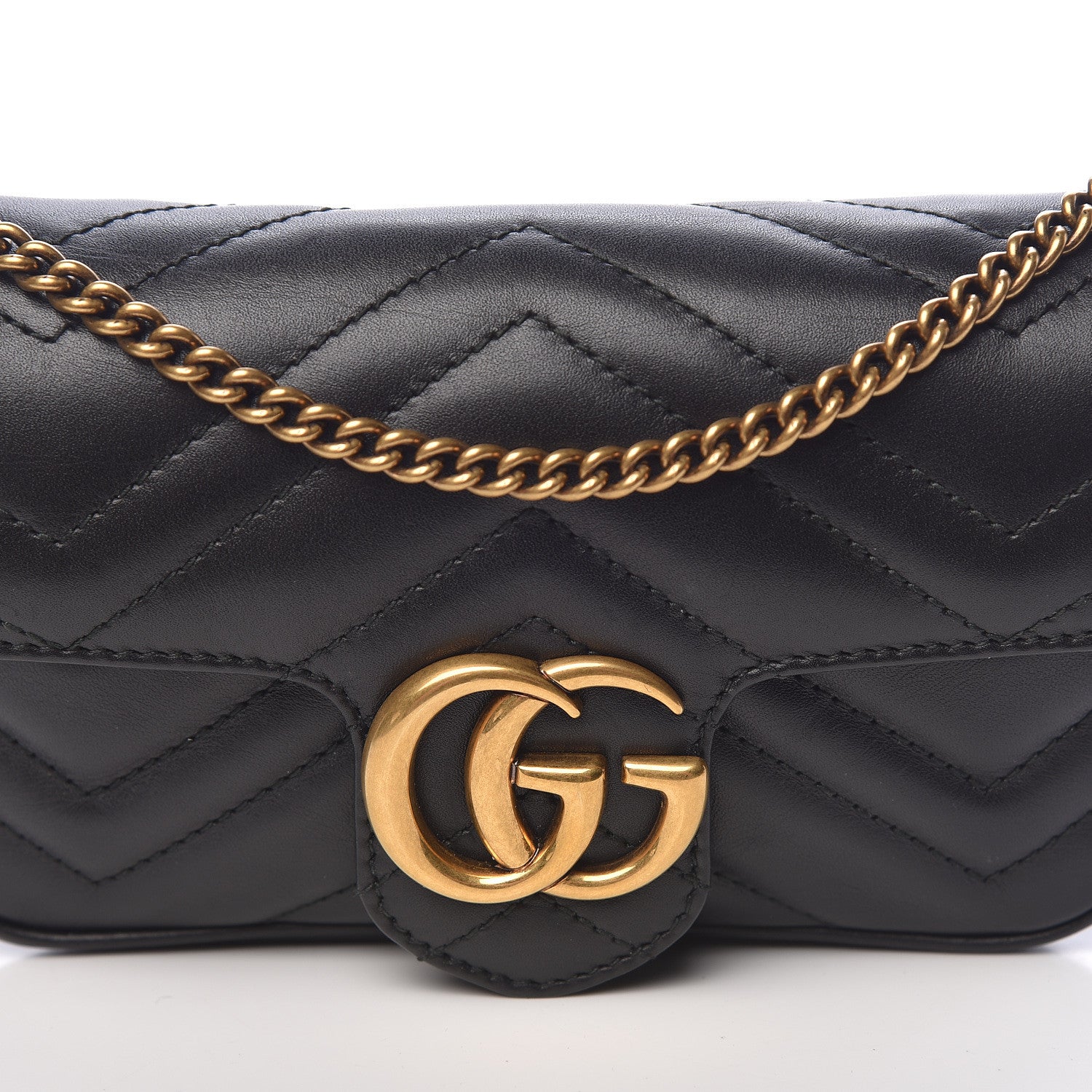 Gucci Calfskin Matelasse Super Mini GG Marmont Shoulder Bag Black 10 of 11