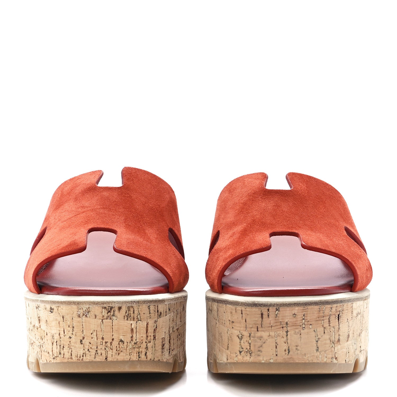 Hermes Suede Goatskin Cork Eze 30 Sandals 39 Orange Brulee 2 of 9