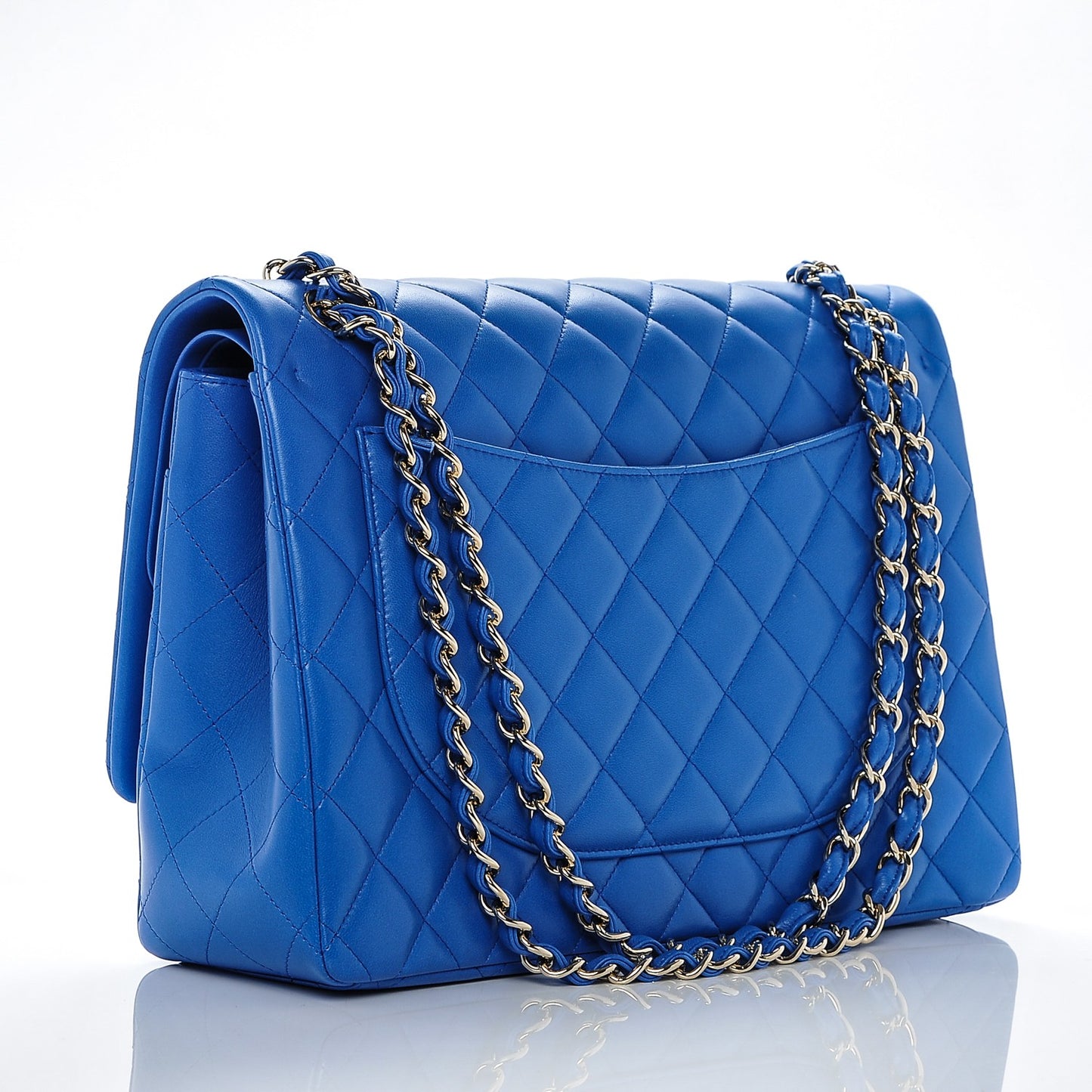 Lambskin Quilted Maxi Double Flap Blue