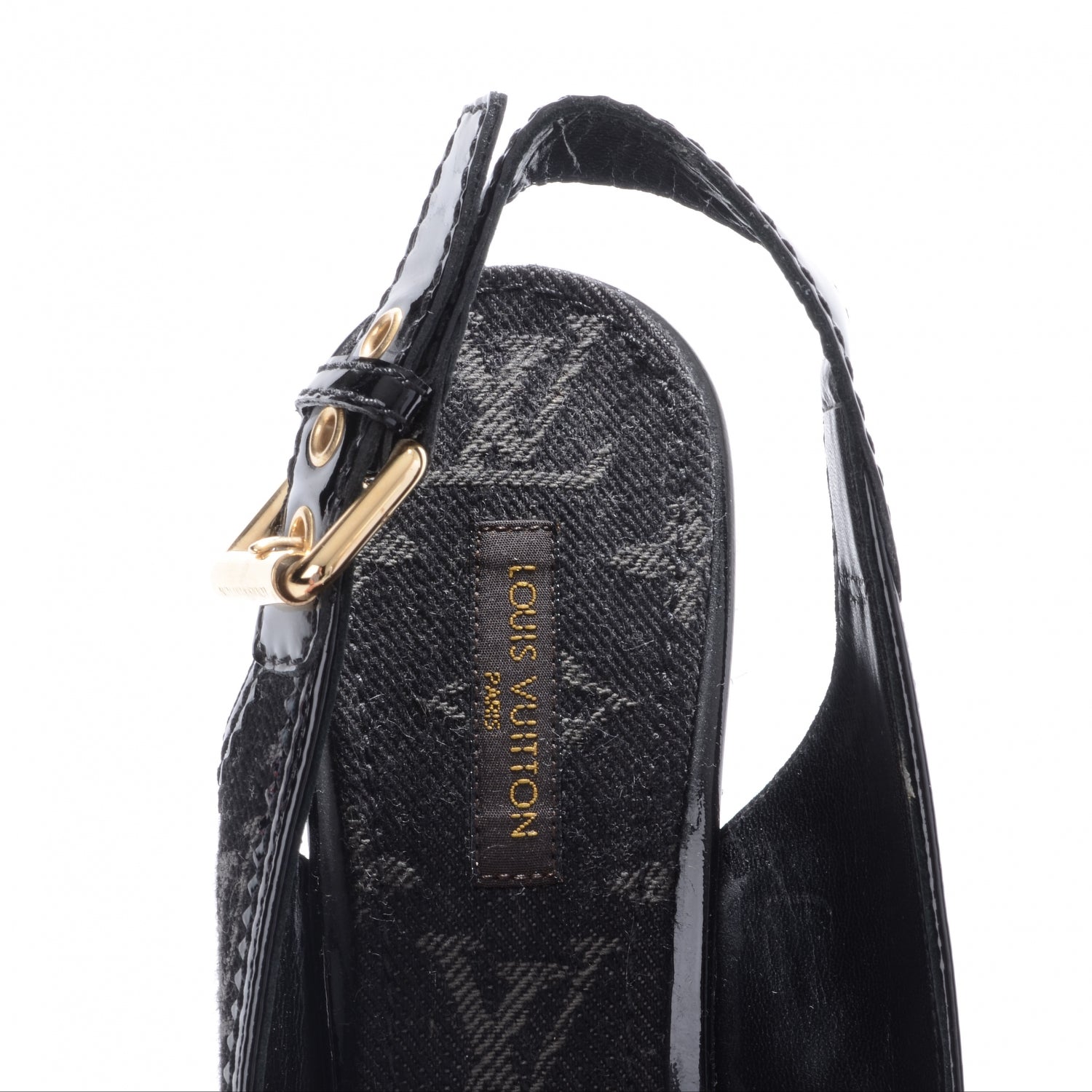 Louis Vuitton Bastille Denim Wedge Sandals Black 37 6 of 6