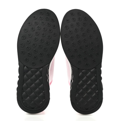 Chanel Calfskin Mesh Lycra Womens Logo Sneakers 36 White Pink 5 of 8