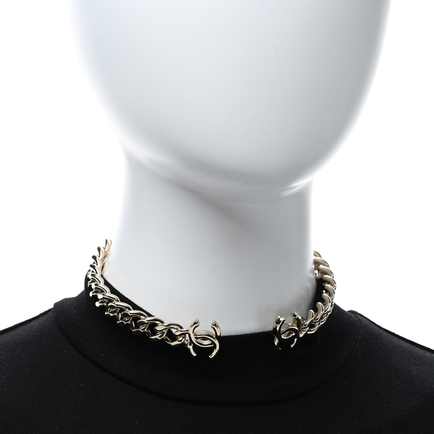 Metal CC Chain Link Choker Necklace L Gold