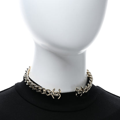 Chanel Metal CC Chain Link Choker Necklace L Gold 2 of 5