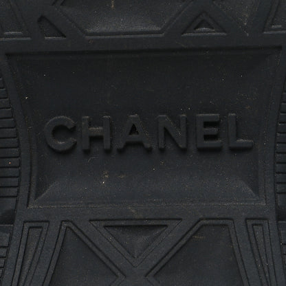 Chanel Suede Calfskin Embroidered CC Sneakers 37.5 Beige Black 7 of 8
