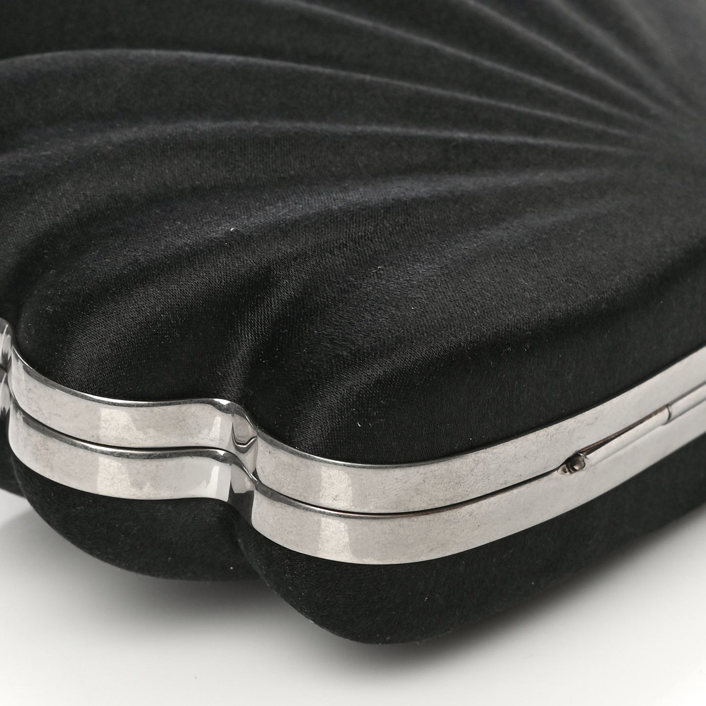 Satin Pearl Shell Clutch Bag Black