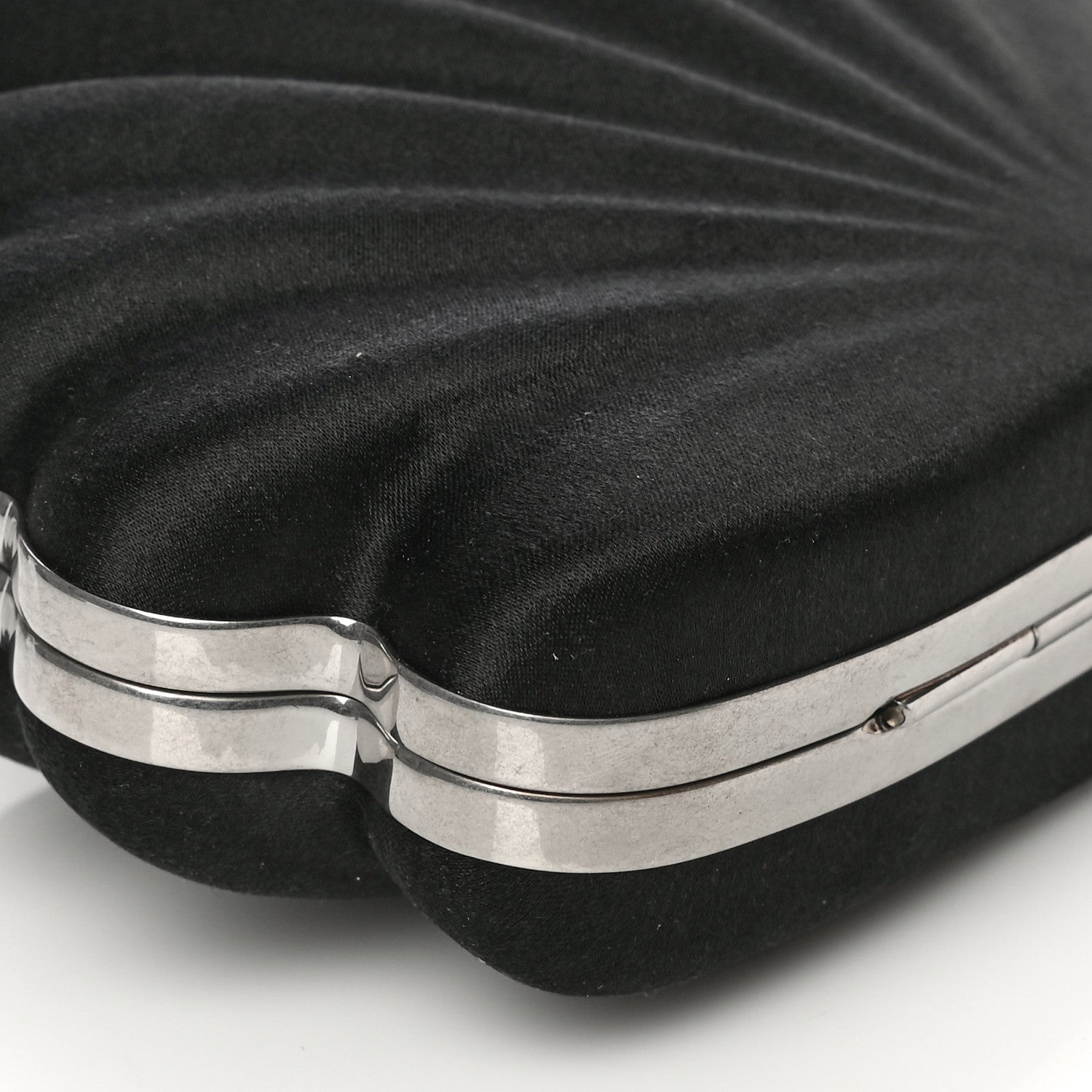 Balenciaga Satin Pearl Shell Clutch Bag Black 7 of 11