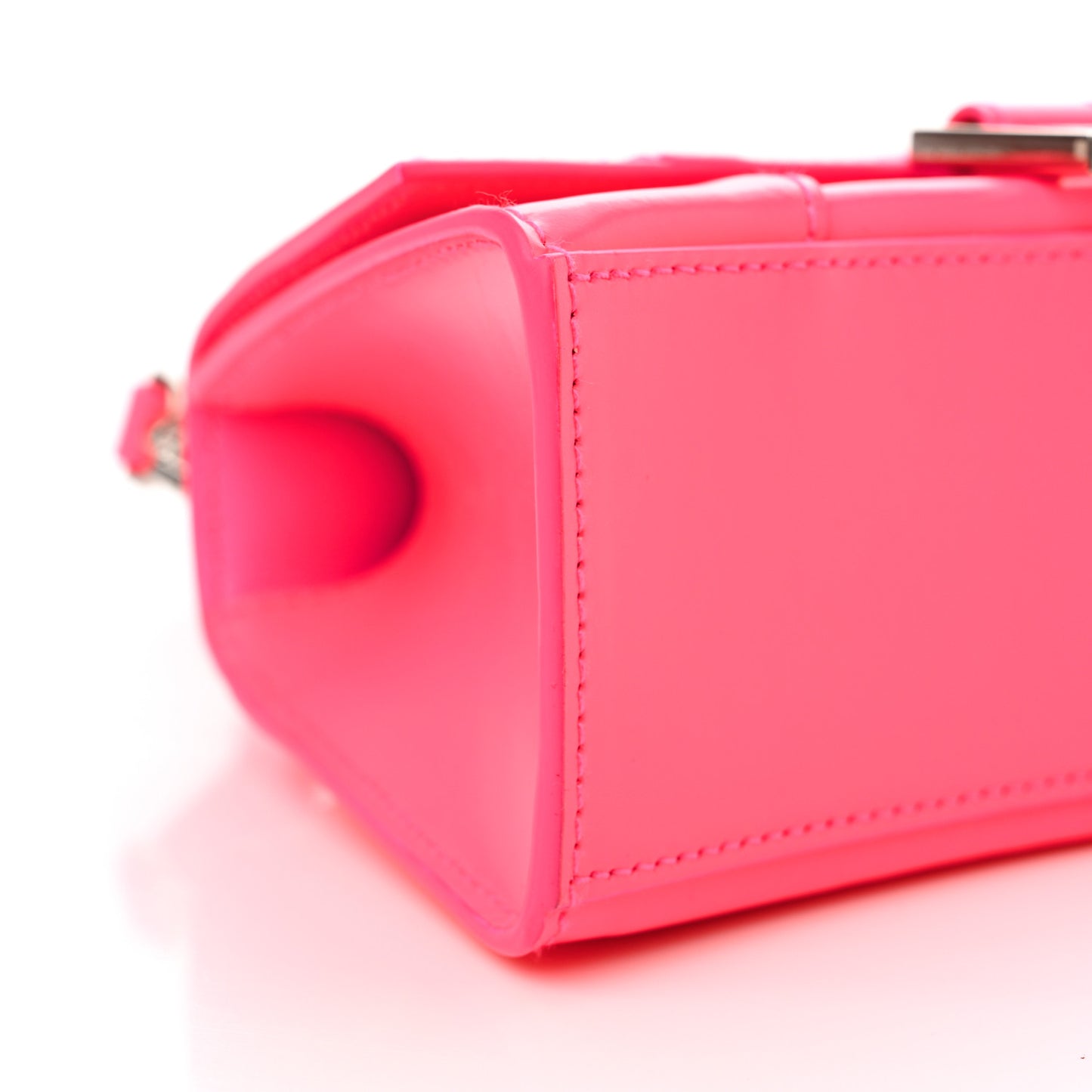 Shiny Box Calfskin Hourglass Top Handle Bag XS Fluo Pink