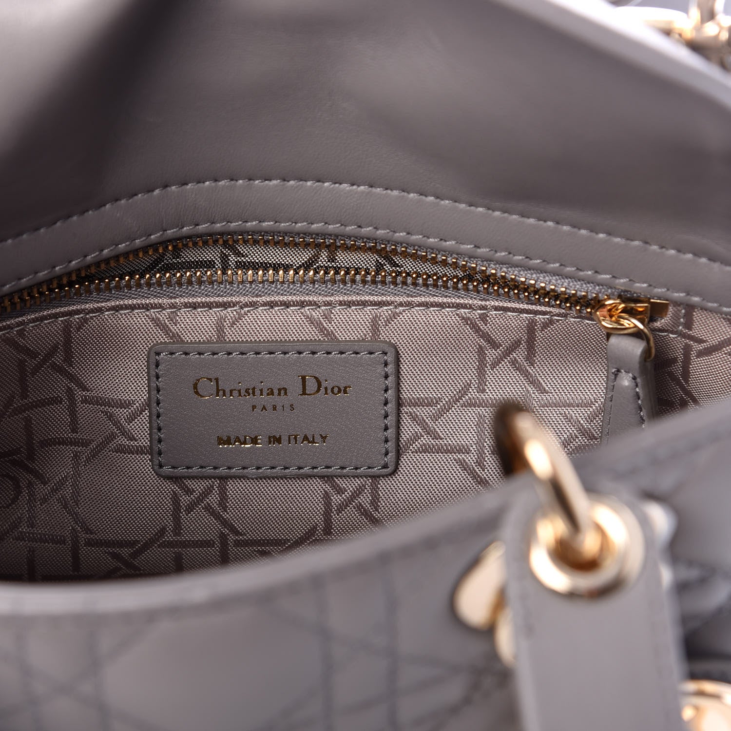 Christian Dior Lambskin Cannage Medium Lady Dior Grey 6 of 9