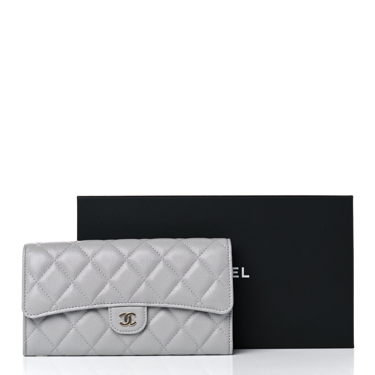 Chanel Caviar Quilted Large Flap Wallet Grey 9 of 9