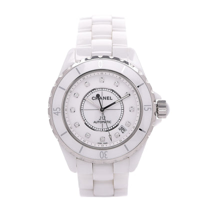 Chanel Stainless Steel Ceramic Diamond 38mm J12 Automatic Watch White 1 of 7