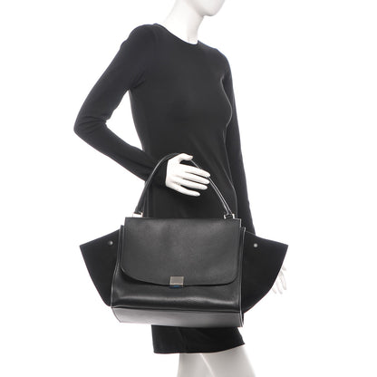 Celine Drummed Calfskin Suede Large Trapeze Black 2 of 8