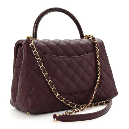 Chanel Caviar Lizard Quilted Small Coco Handle Flap Burgundy 3 of 10