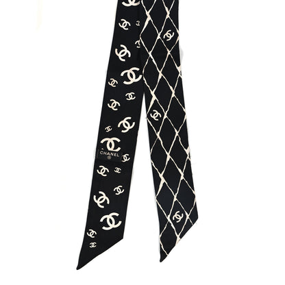 Chanel Silk CC Slim Bandeau Black White 2 of 4
