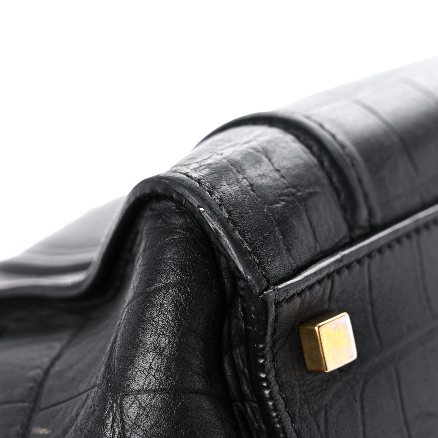 Crocodile Embossed Calfskin Large Phantom Luggage Black