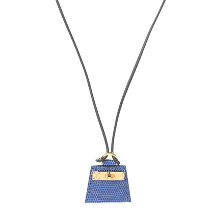 Hermes Lizard Small Monpetitkelly Pendant Necklace Bleu Saphir 1 of 4