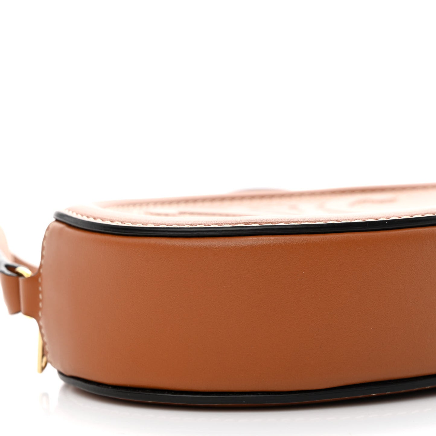 Smooth Calfskin Cuir Small Triomphe Oval Crossbody Purse Tan