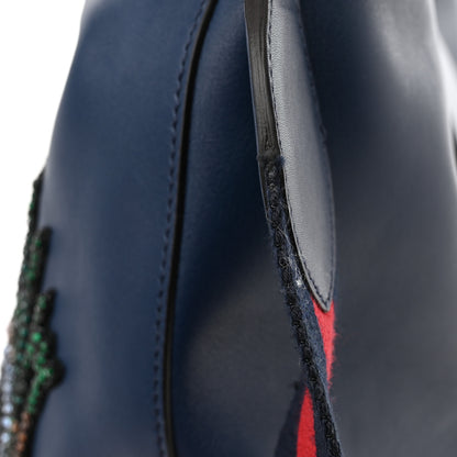 Gucci Calfskin Crystal Feather Embroidered Large Dionysus Hobo Dark Blue 8 of 11