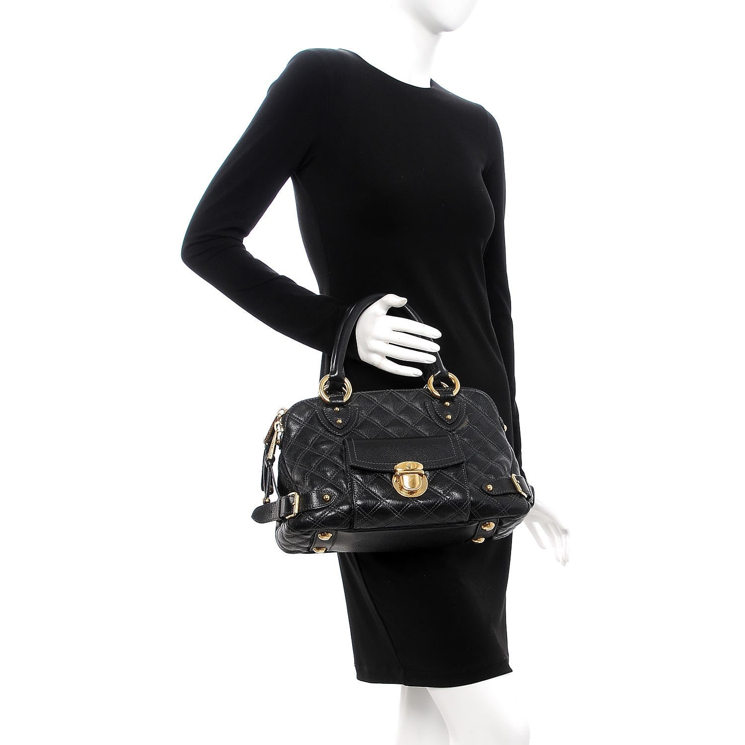 Marc Jacobs Calfskin Quilted Elise Satchel Black 2 of 17