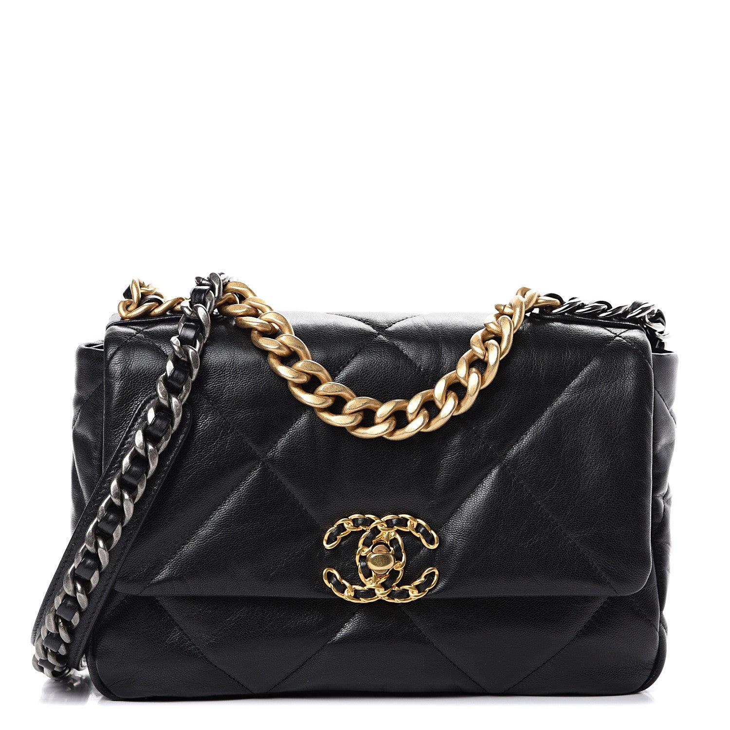 Chanel Goatskin Quilted Medium 19 Flap Black 1 of 10