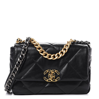 Chanel Goatskin Quilted Medium 19 Flap Black 1 of 10