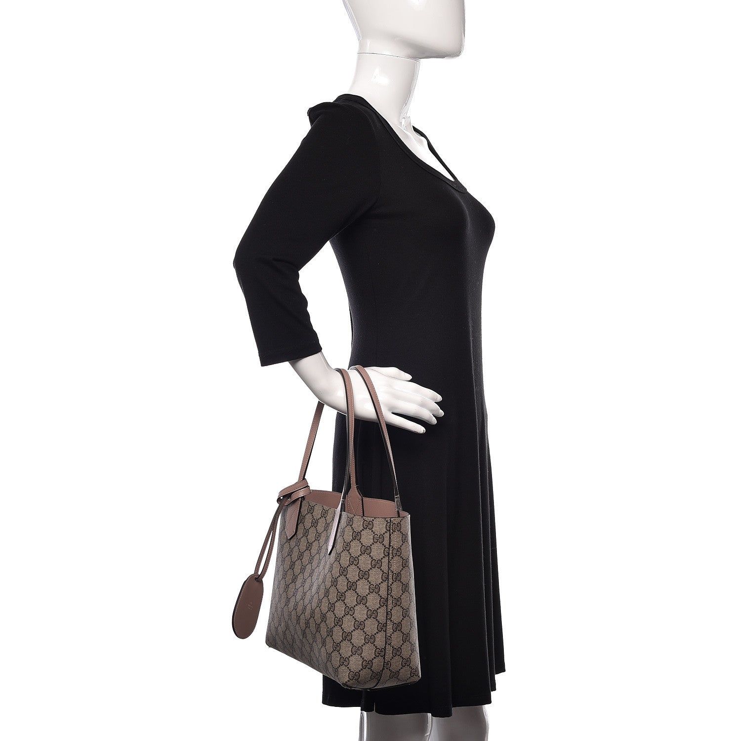 Gucci Textured Calfskin Monogram Small Reversible GG Tote Dark Cipria 3 of 15