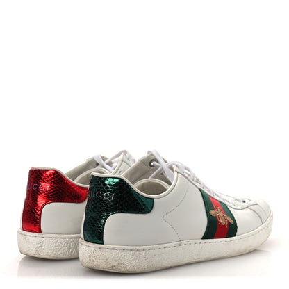 Gucci Calfskin Ayers Bee Embroidered Womens Ace Sneakers 36 White Green 5 of 14