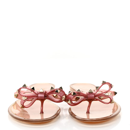 Valentino Garavani PVC Jelly Glitter Rockstud Bow Thong Sandals 41 Pink 2 of 8