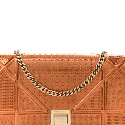 Christian Dior Metallic Patent Micro-Cannage Diorama Wallet on Chain Pouch Orange 8 of 11