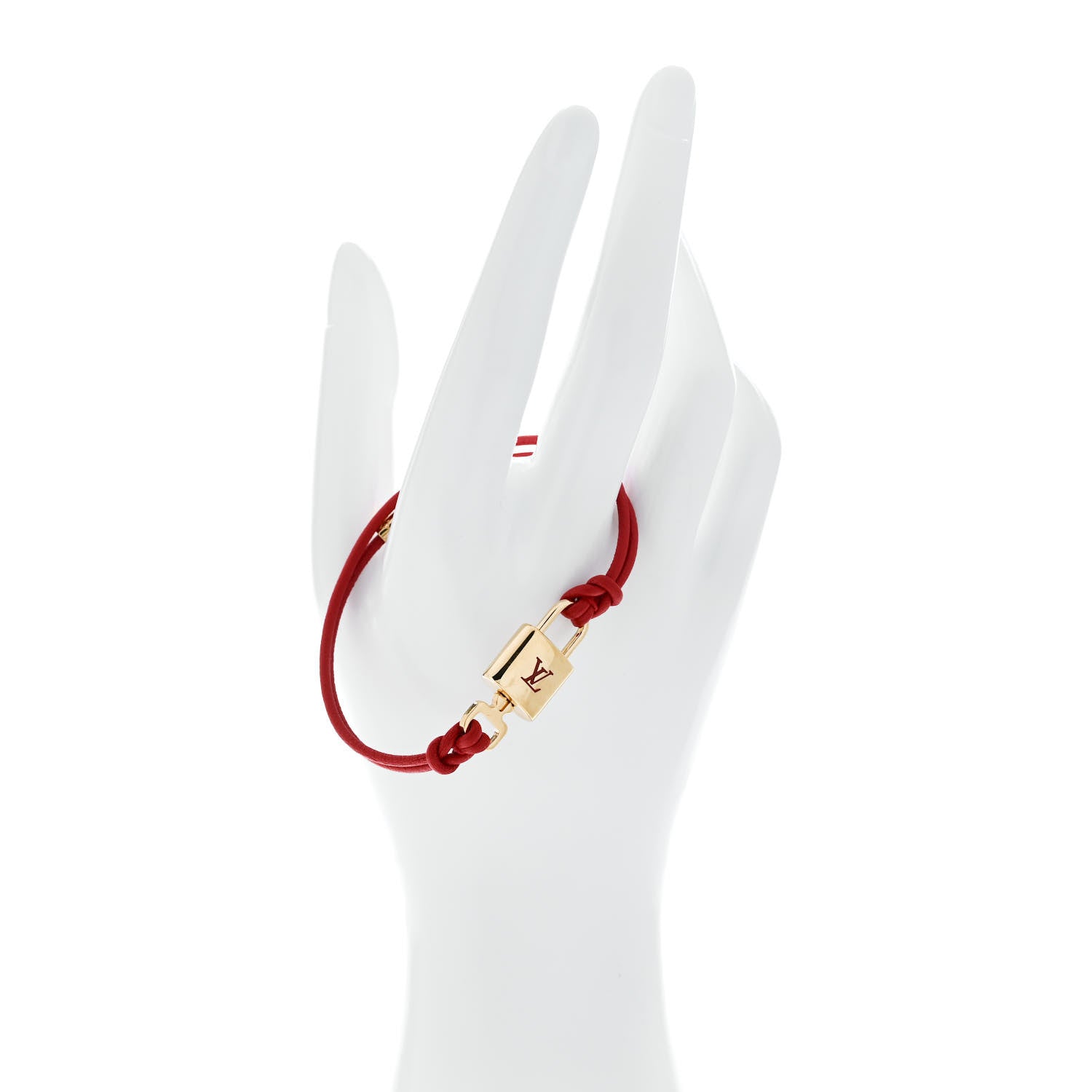 Louis Vuitton Calfskin LV Padlock Bracelet Red 2 of 5