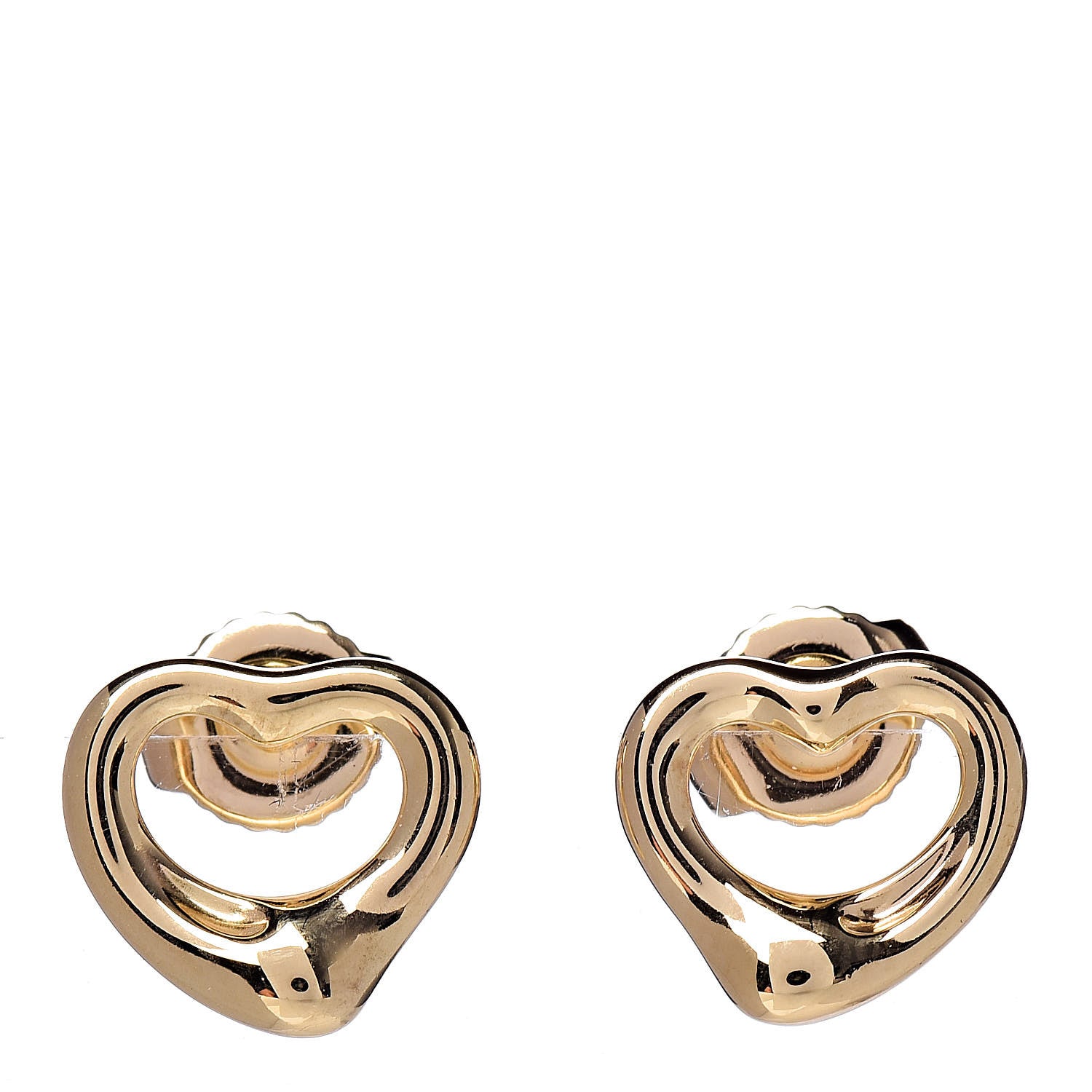 Tiffany 18K Yellow Gold 11mm Elsa Peretti Open Heart Earrings 1 of 4